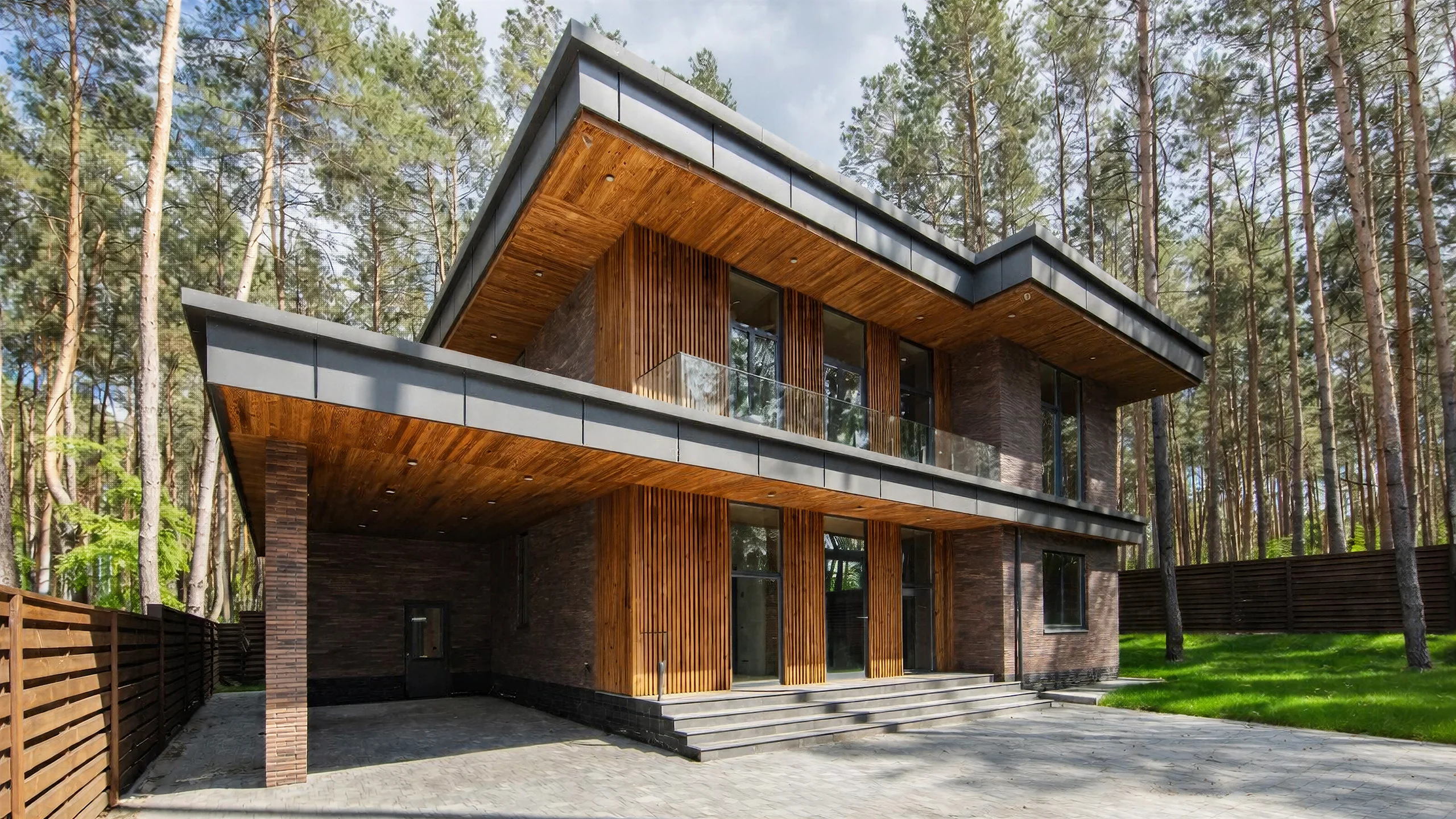 Загородный дом с панорамным фасадом