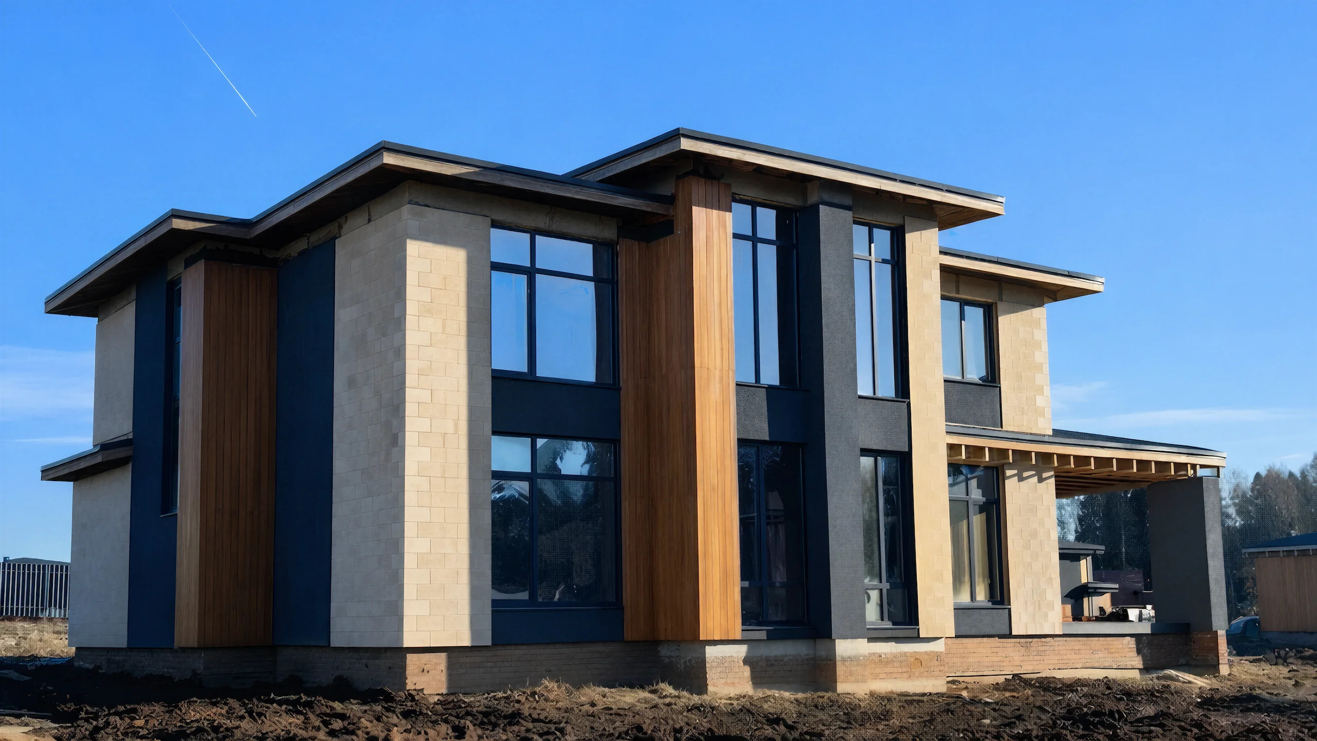 Построенный каменный дом 278 м² с аккуратной отделкой фасада